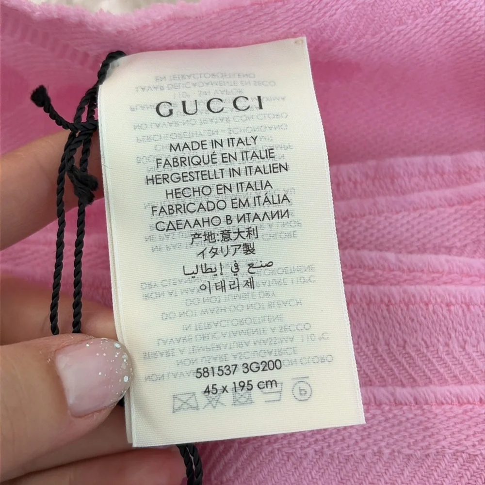 Gucci Pink Monogram Wool Silk Scarf